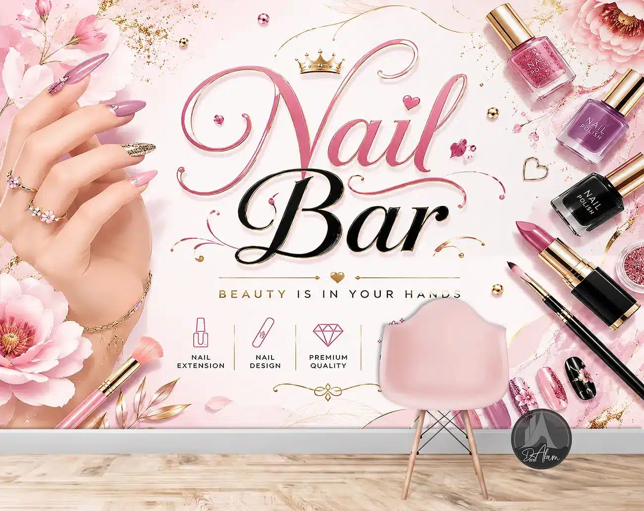 پوستر دیواری کاشت ناخن طرح Nail Bar کد DA-(7038) | دکور سالن کاشت ناخن — تصویر ۴