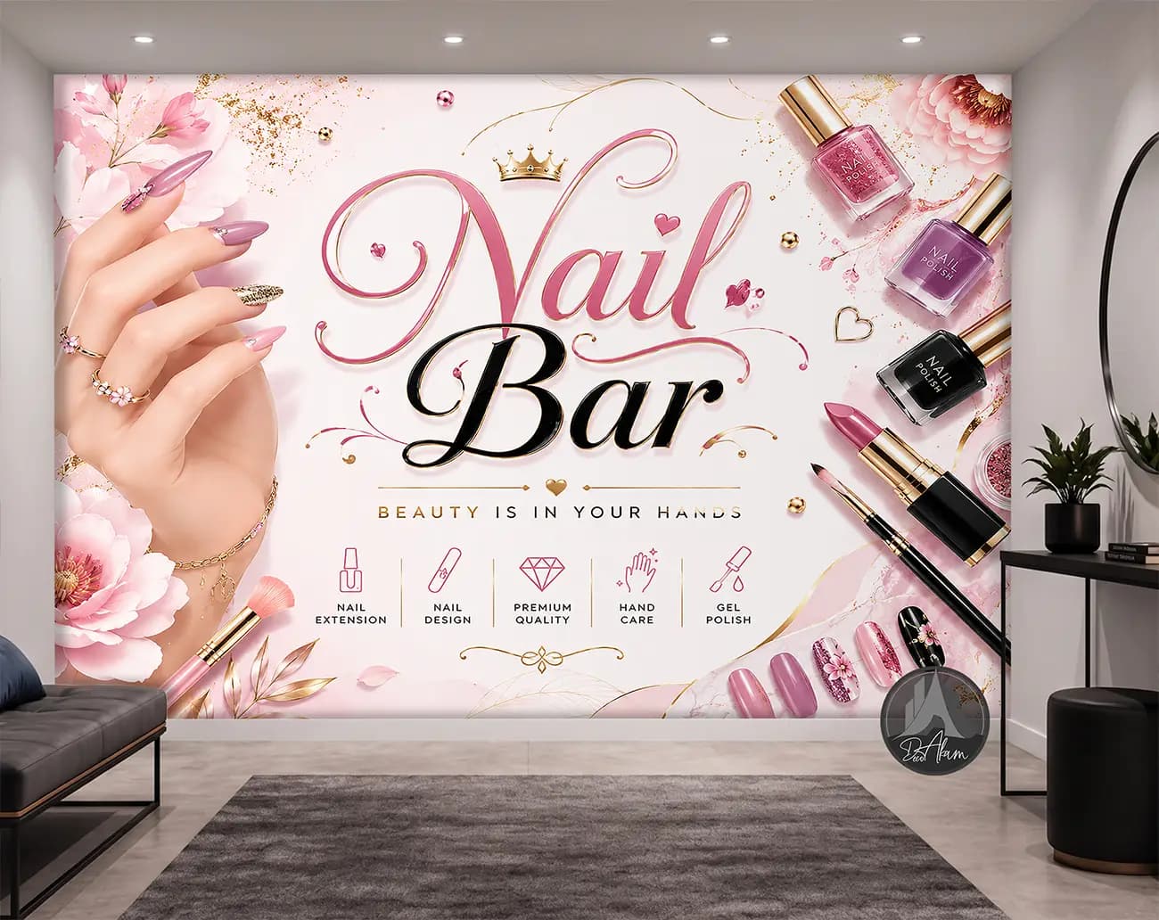 پوستر دیواری کاشت ناخن طرح Nail Bar کد DA-(7038) | دکور سالن کاشت ناخن — تصویر ۵