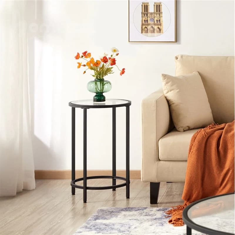 عسل گرد پایه فلزی مشکی ساده مدل ht2474