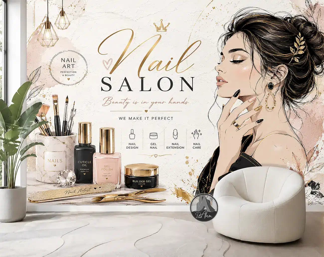 پوستر دیواری کاشت ناخن طرح Nail Art Salon کد DA-(7030) | دکور سالن کاشت ناخن — تصویر ۶