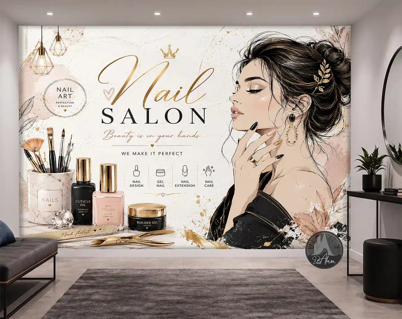 پوستر دیواری کاشت ناخن طرح Nail Art Salon کد DA-(7030) | دکور سالن کاشت ناخن