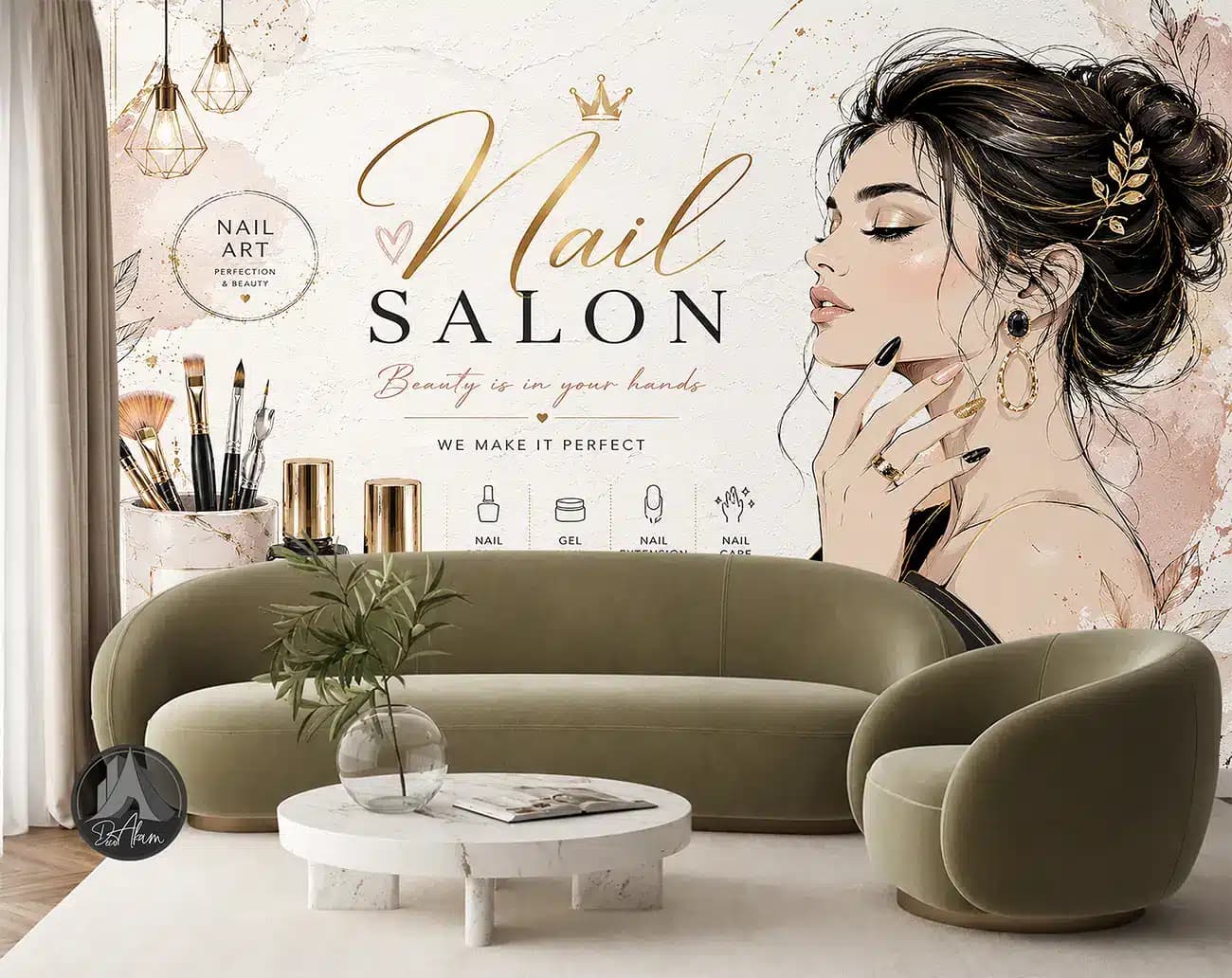 پوستر دیواری کاشت ناخن طرح Nail Art Salon کد DA-(7030) | دکور سالن کاشت ناخن — تصویر ۴