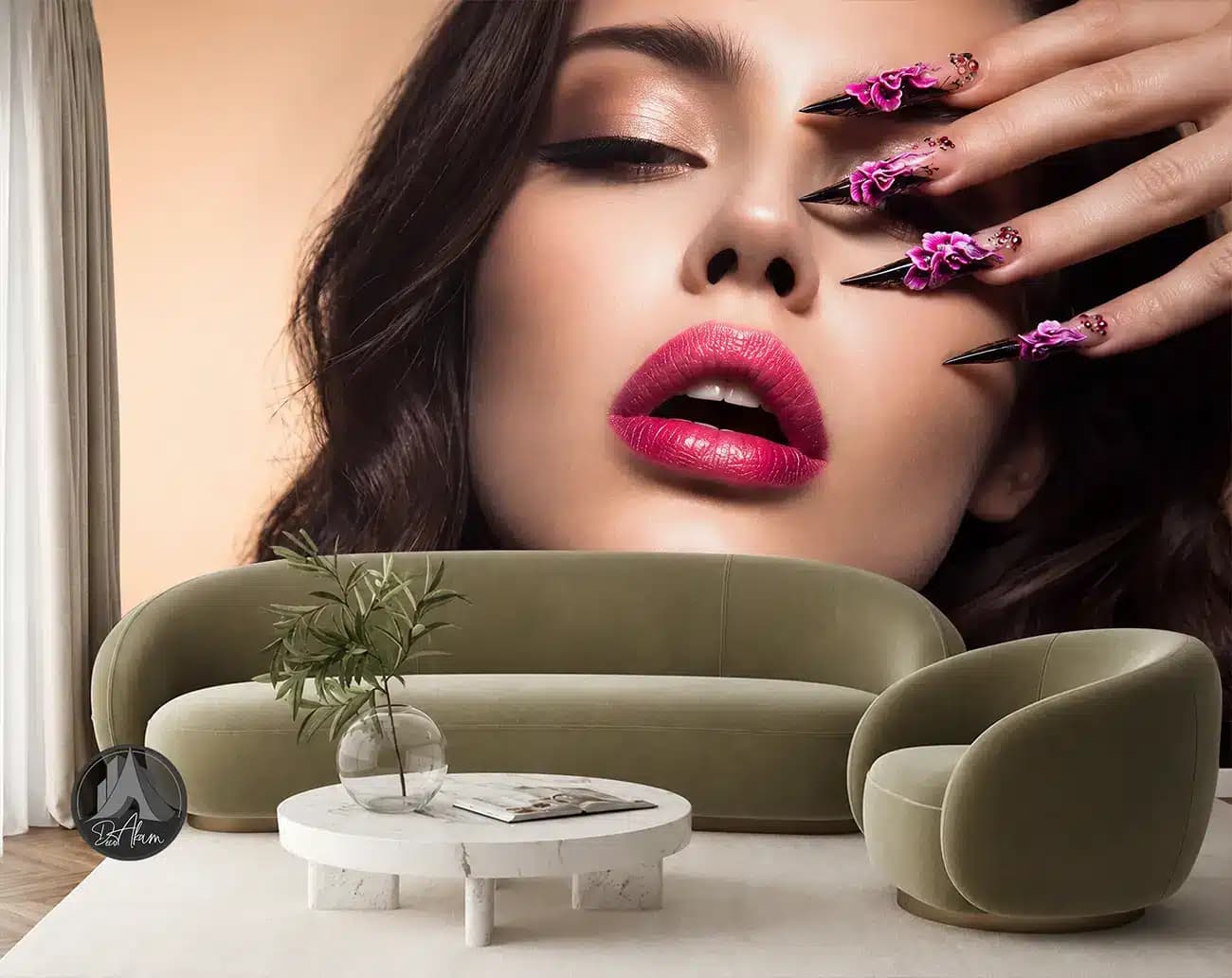 پوستر دیواری کاشت ناخن طرح چهره زیبا کد DA-(7019) | دکور سالن کاشت ناخن — تصویر ۸