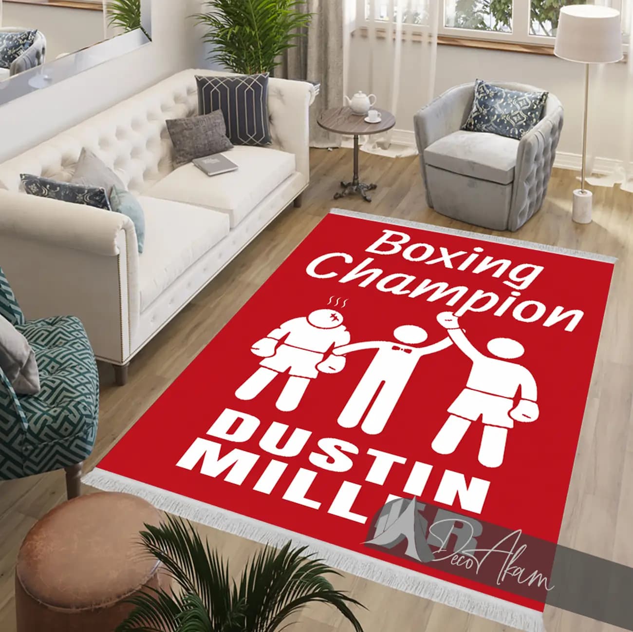 فرشینه تایپوگرافی بوکس Boxing Champion با تم قرمز DA-(8049) | فرشینه ورزشی — تصویر ۱۰