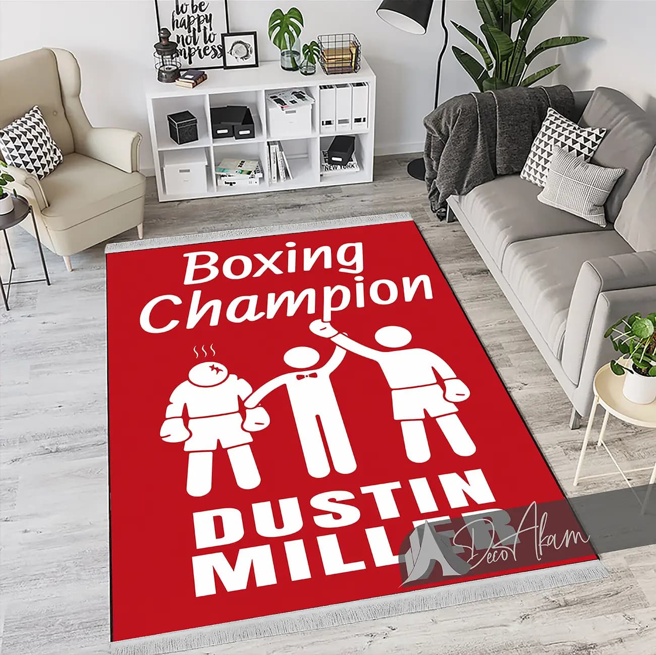 فرشینه تایپوگرافی بوکس Boxing Champion با تم قرمز DA-(8049) | فرشینه ورزشی — تصویر ۴
