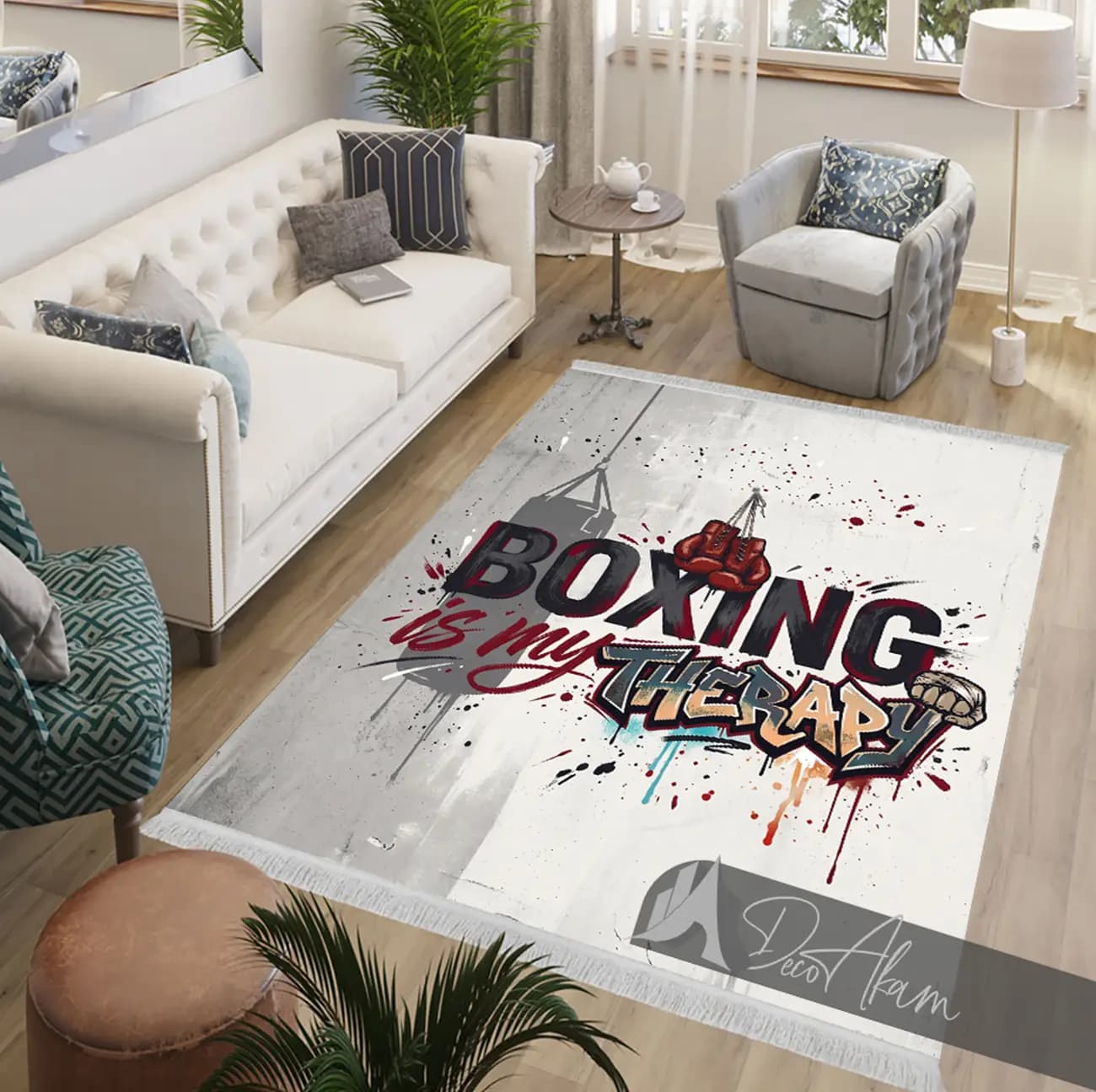 فرشینه تایپوگرافی بوکس BOXING IS MY THERAPY DA-(8040) | فرشینه ورزشی — تصویر ۹