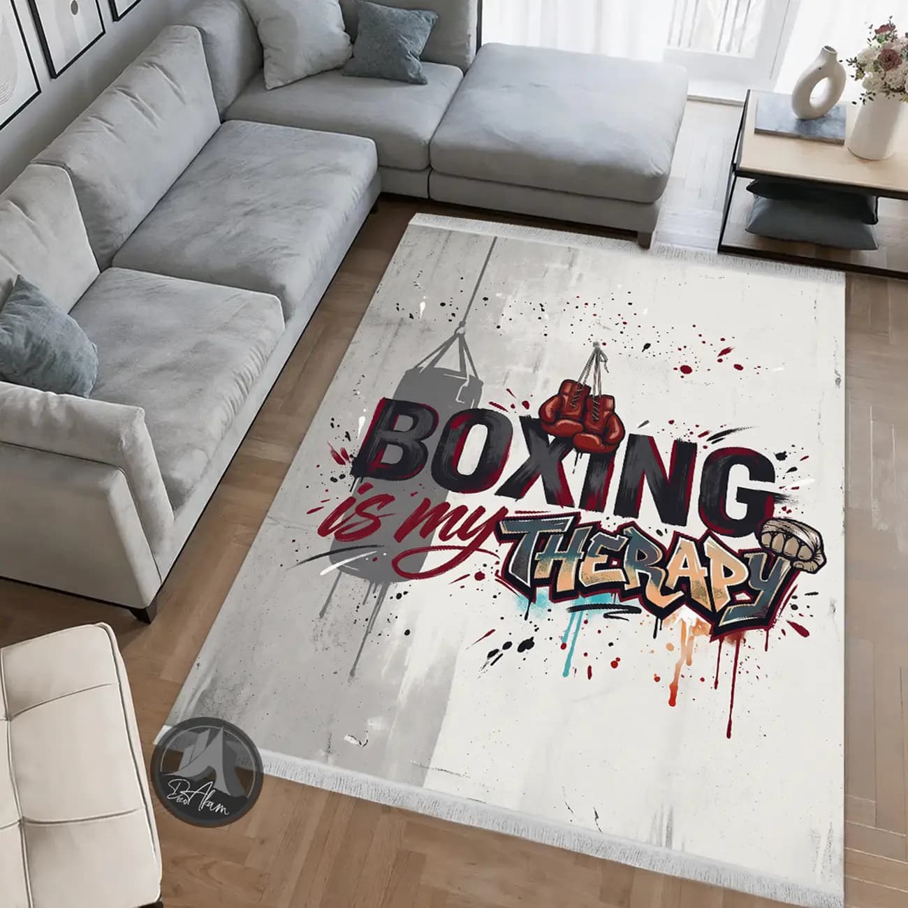 فرشینه تایپوگرافی بوکس BOXING IS MY THERAPY DA-(8040) | فرشینه ورزشی