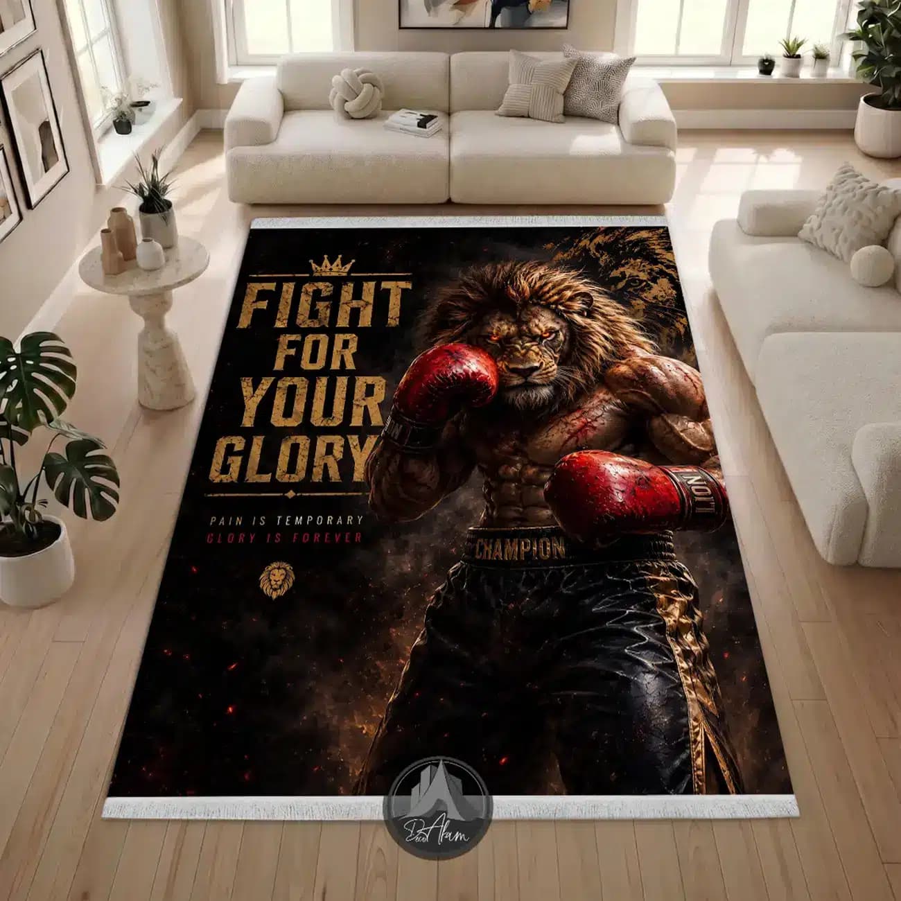 فرشینه شیر بوکسور FIGHT FOR YOUR GLORY DA-(8038) | فرشینه دکور رزمی — تصویر ۷