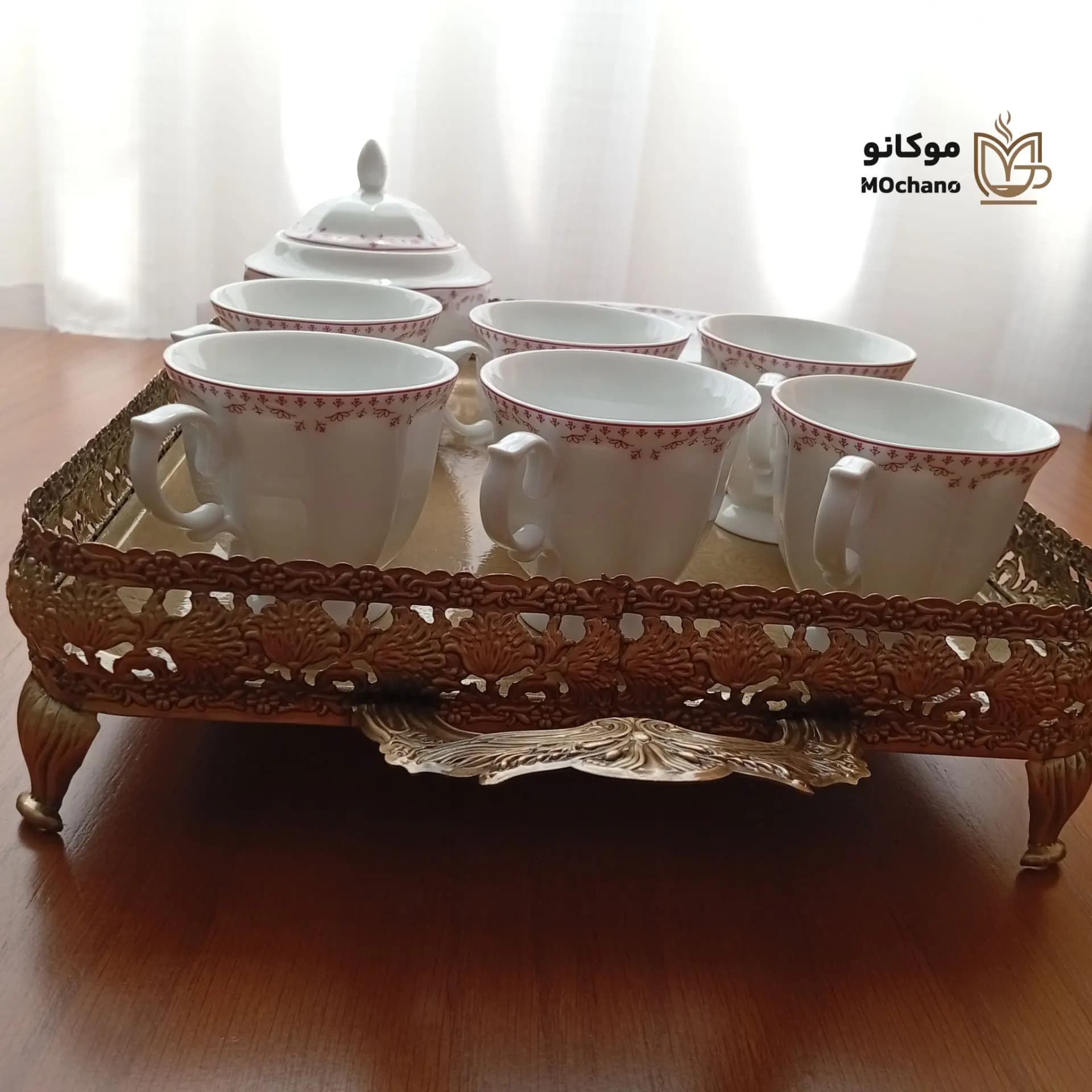 سینی پذیرایی مستطیل آنتیک مدل انگلیسی بزرگ-سینی سرو — تصویر ۲