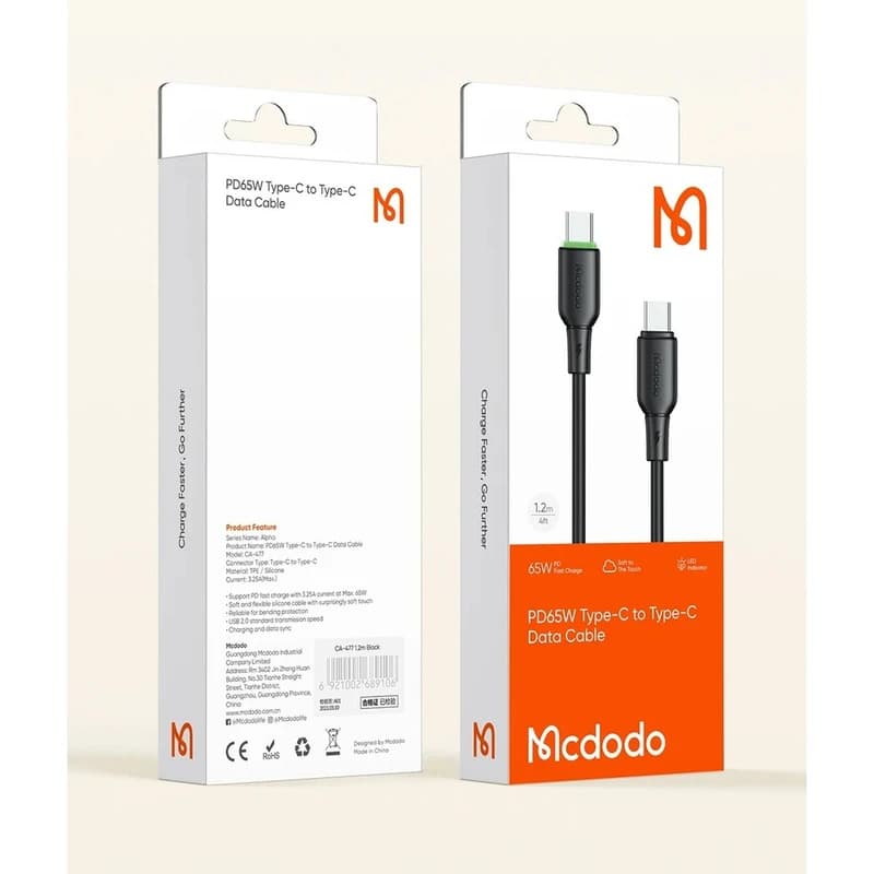 کابل USB-C مک دودو مدل CA-477 طول 1.2 متر – مشکی