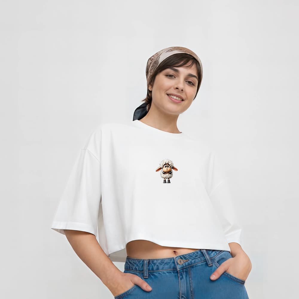 تیشرت زنانه کراپ طرح ببیی تنها سایز فری (پنبه ضمانتی) در 7 رنگ — تصویر ۹