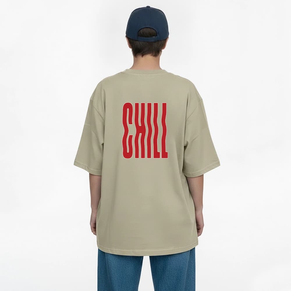 تیشرت زنانه باکسی طرح chill سایز فری (پنبه ضمانتی) در 7 رنگ — تصویر ۴