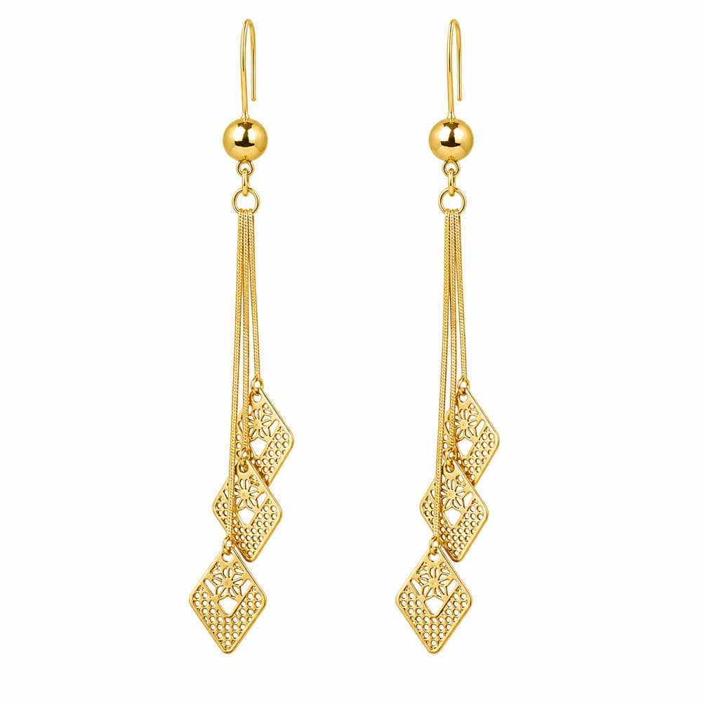 گوشواره آویزی طرح طلا زنانه مدل لوزی کد TP-ER-022