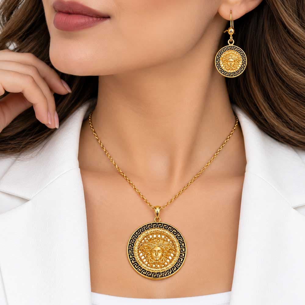 نیم ست ورساچه استیل طلایی مدل مدوسا کد VERSACE-NS-02 — تصویر ۹