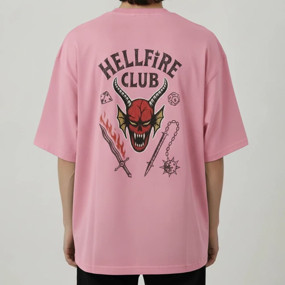 تیشرت پسرانه باکسی طرح Hell fire club سایز فری (پنبه ضمانتی) در 7 رنگ — تصویر ۱۰