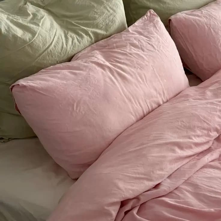 کاور بالش پاکتی پنبه صورتی رژگون
