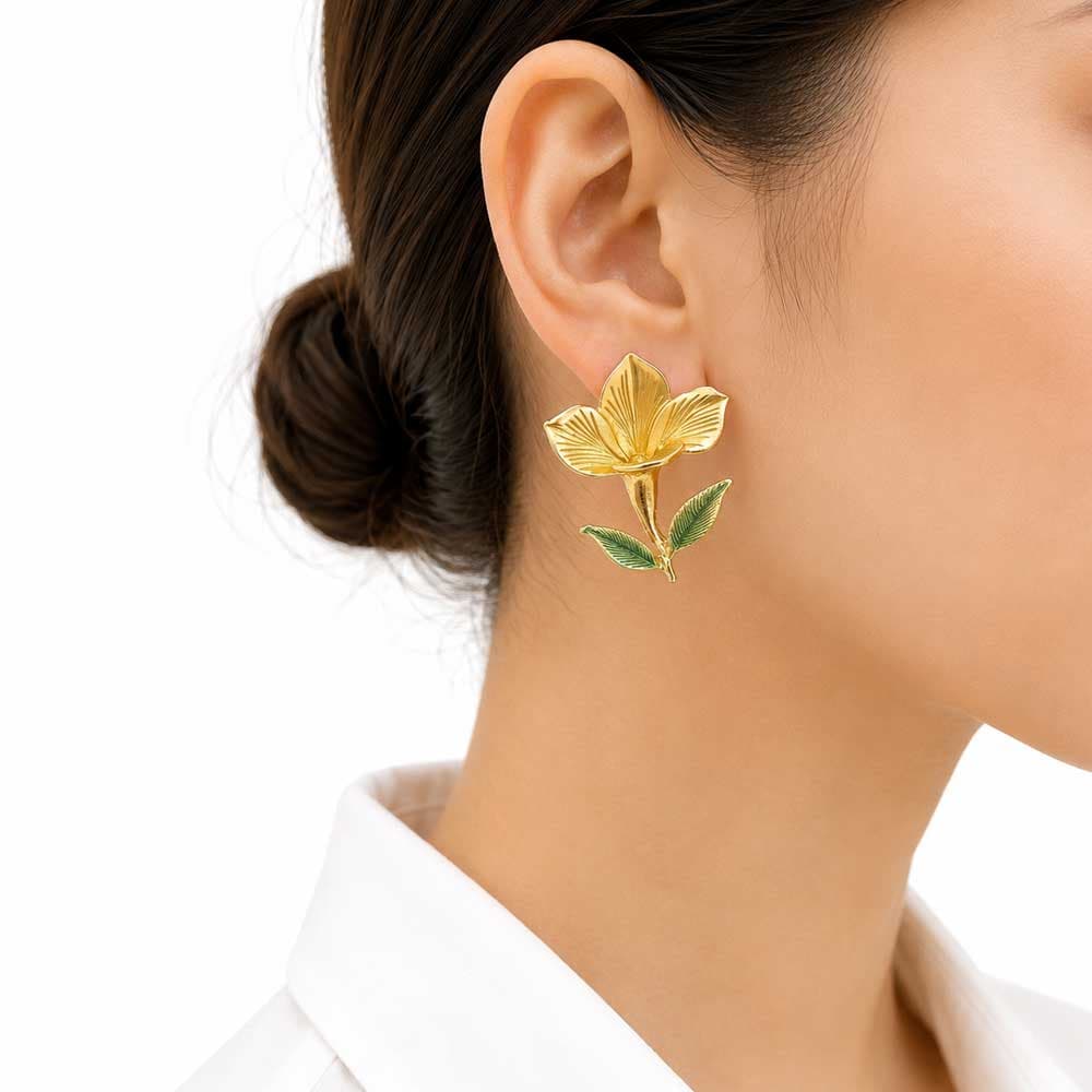 گوشواره میناکاری طرح گل زرد کد GAB-014 — تصویر ۷