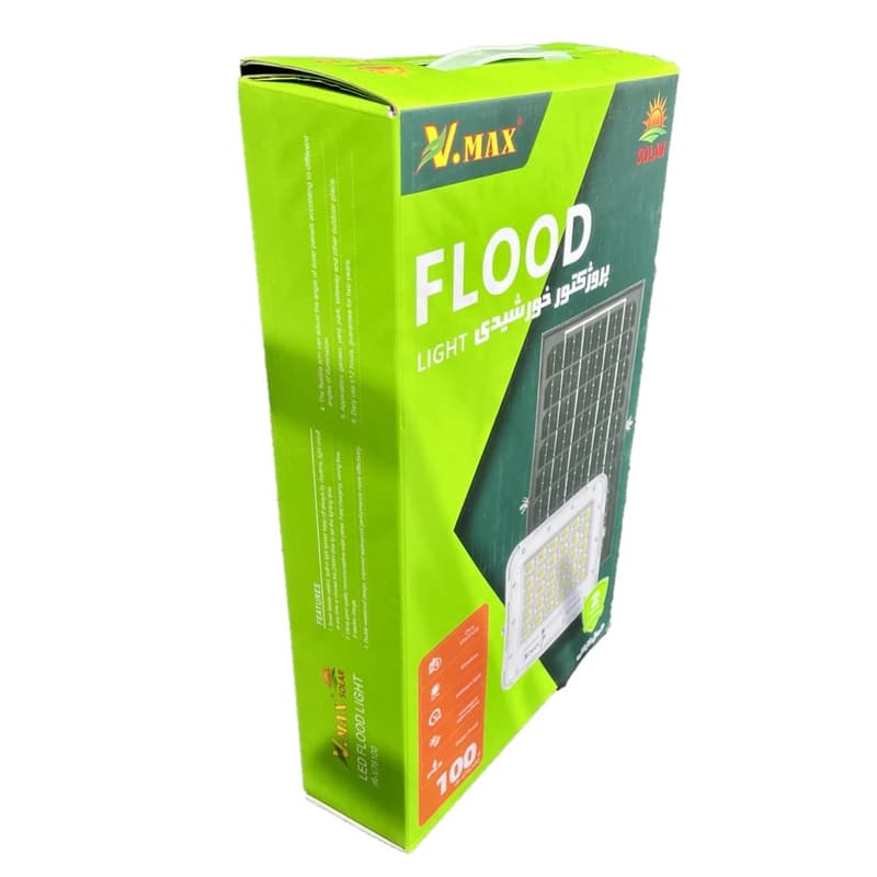 پروژکتور خورشیدی 100 وات برند vmax پنل جدا مدل V.76100 — تصویر ۳