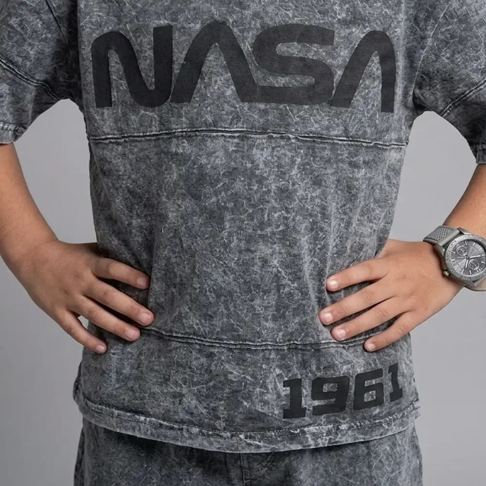ست تیشرت شلوارک بچگانه مدل NASA سایز 50,55,65 طوسی — تصویر ۹