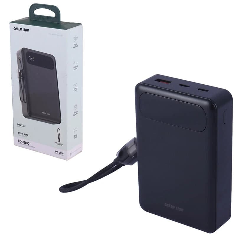 پاور بانک فست شارژ گرین لاین Toledo GL-PX37 GNTOPB20KBK PD 22.5W ظرفیت 20000 میلی آمپر ساعت — تصویر ۹