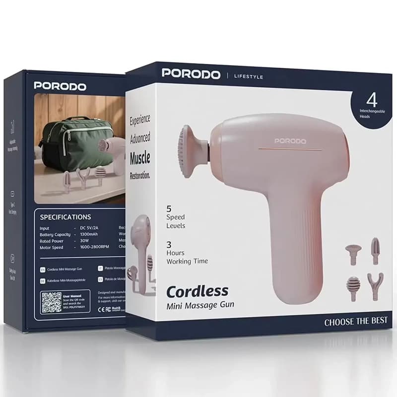 ماساژور تفنگی Porodo Lifestyle Mini Cordless مدل PDLFSTMG01BK — تصویر ۱۱