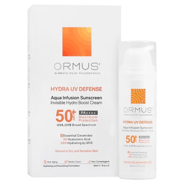 کرم ضدآفتاب آبرسان اورموس SPF 50 مناسب پوست نرمال تا خشک و حساس
