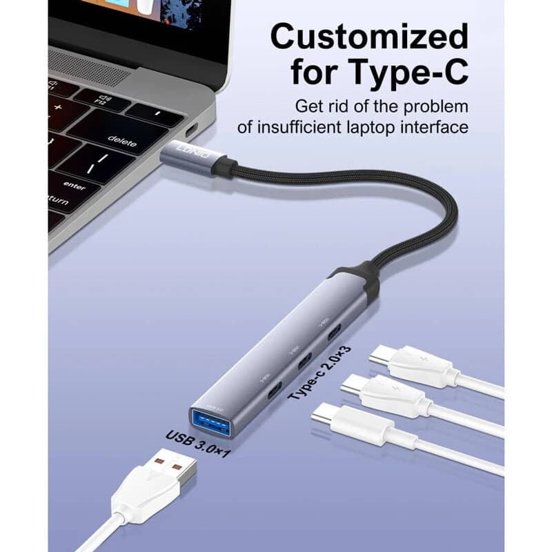 هاب 4 پورت Type-C الدینیو DS-74C — تصویر ۱۲