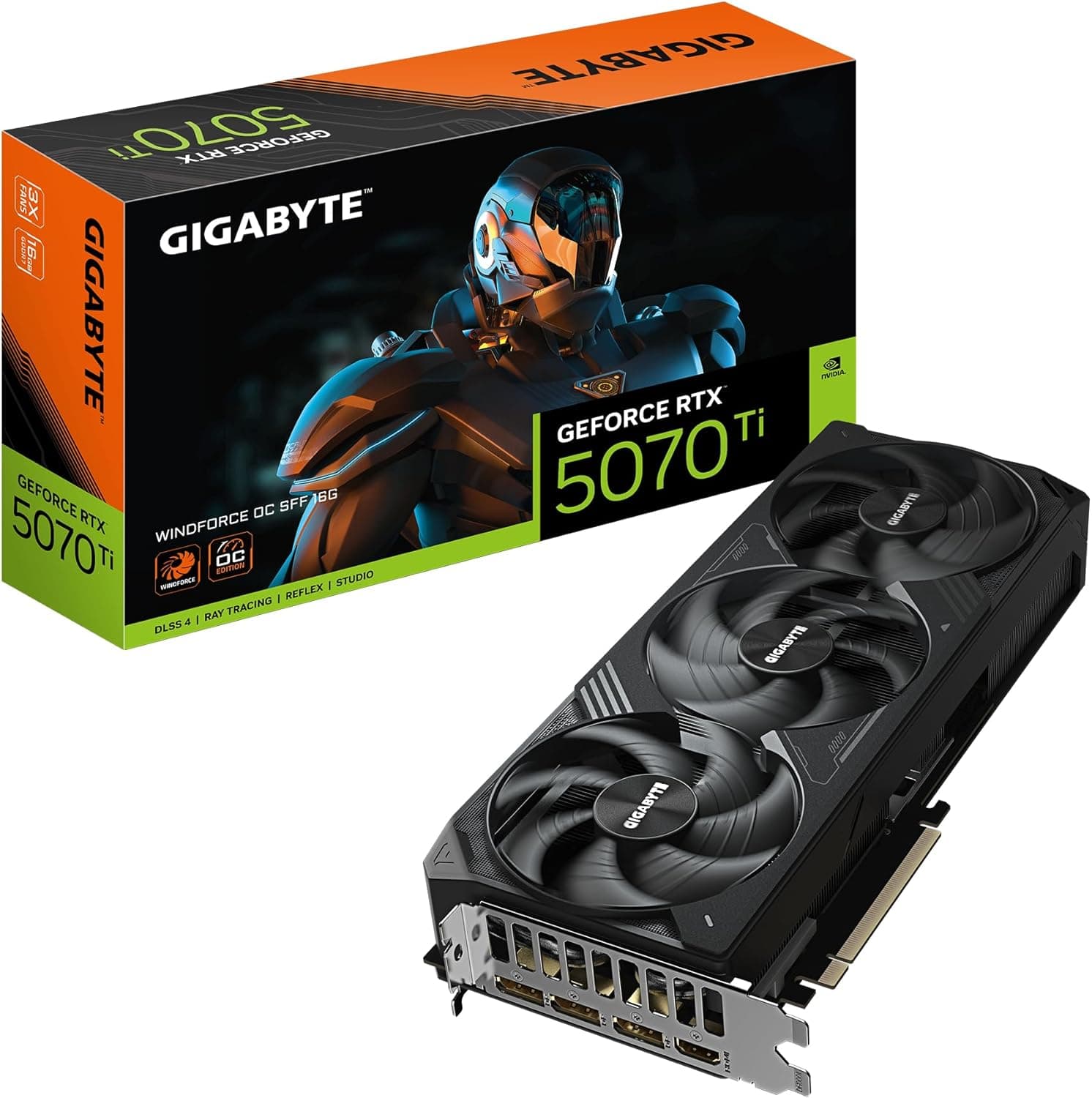 Gigabyte Geforce RTX 5070 Ti Windforce OC SFF 16G Graphic Card-16GB GDDDR7 ، 256 BIT ، PCI-E 5.0 ، 2497 MHz Core Core ، 3 X DP 2.1A ، 1 X HDMI 2.1B ، Nvidia DLSS 4 ، GV-N507TWF3OC-16GD - مدل کالا