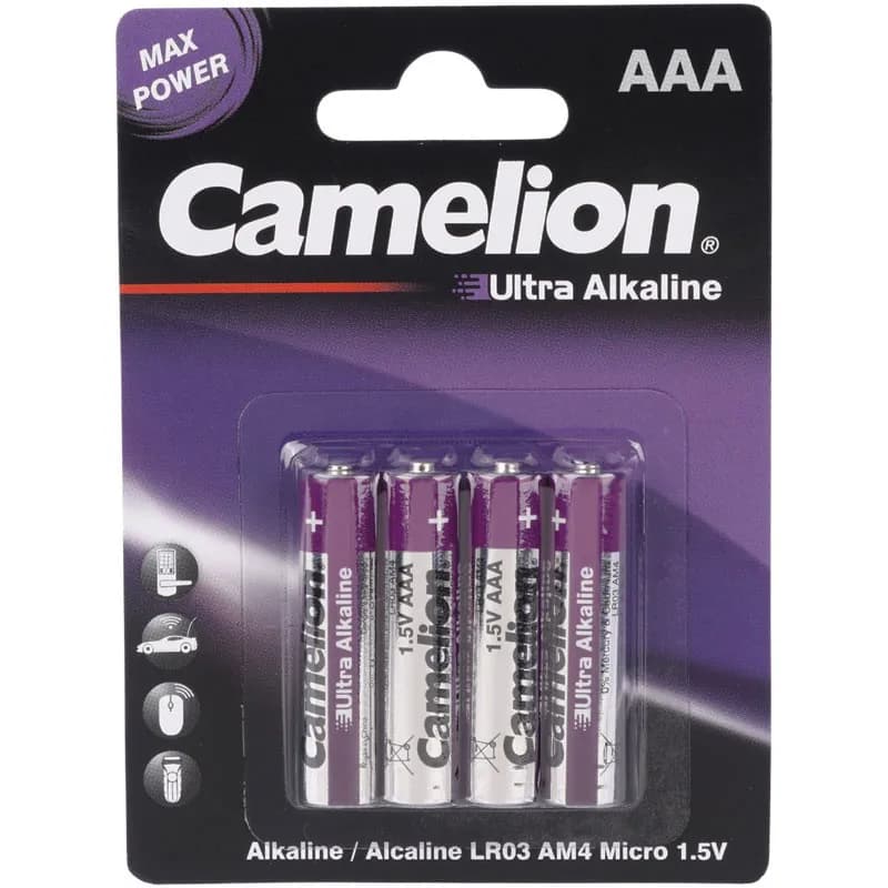 باتری چهارتایی نیم قلمی Camelion Ultra Alkaline LR03 AM4 1.5V AAA — تصویر ۲