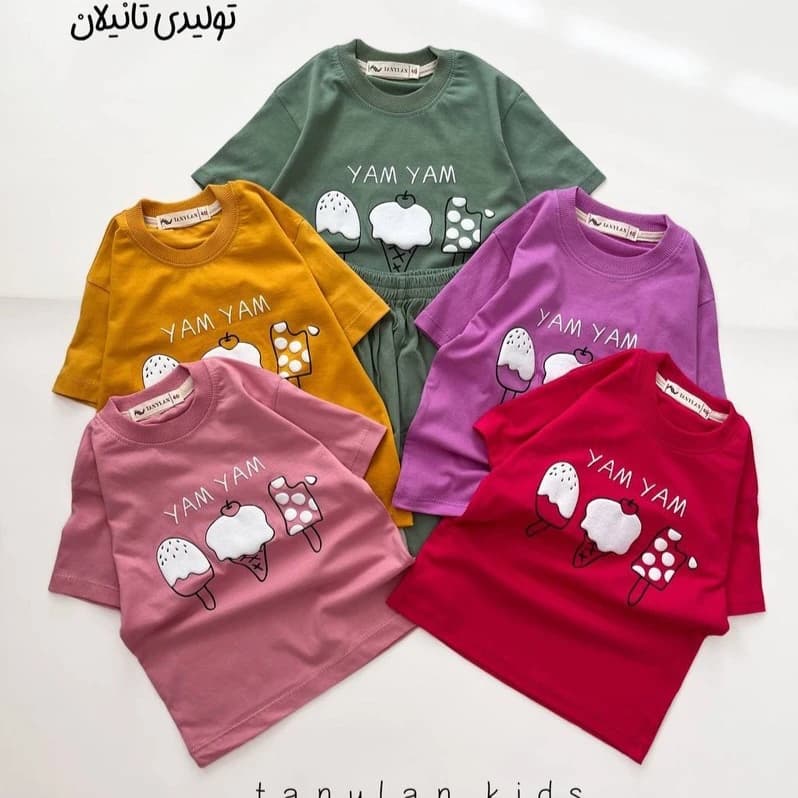 ست تیشرت و شلوارک بچگانه مدل یام یام سرخابی (3-10سال) — تصویر ۶