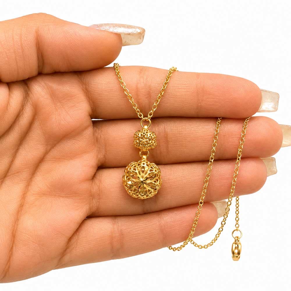 گردنبند طرح طلا مدل گوی آویز کد GTN-016 — تصویر ۶