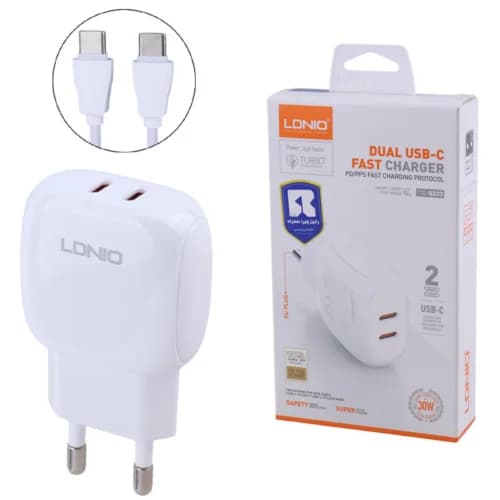 شارژر دیواری 30 وات الدینیو Q233 PD 3A + کابل تبدیل تایپ سی — تصویر ۱۱
