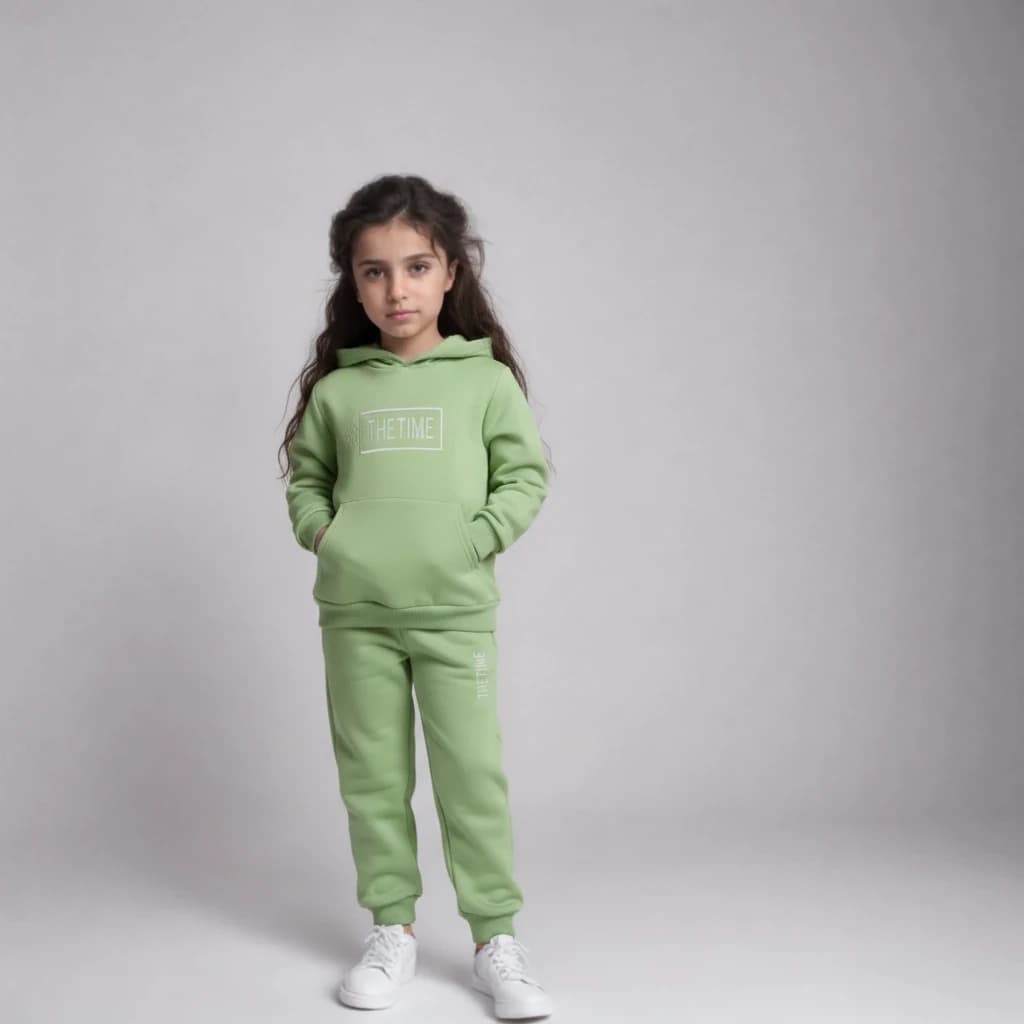 ست هودی و شلوار بچگانه اسپرت داخل کرک مدل TIME نارنجی(سایز45-40) — تصویر ۷