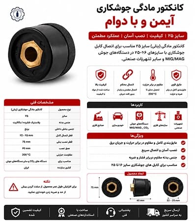 کانکتور مادگی سایز ۷۵ فرید — تصویر ۲