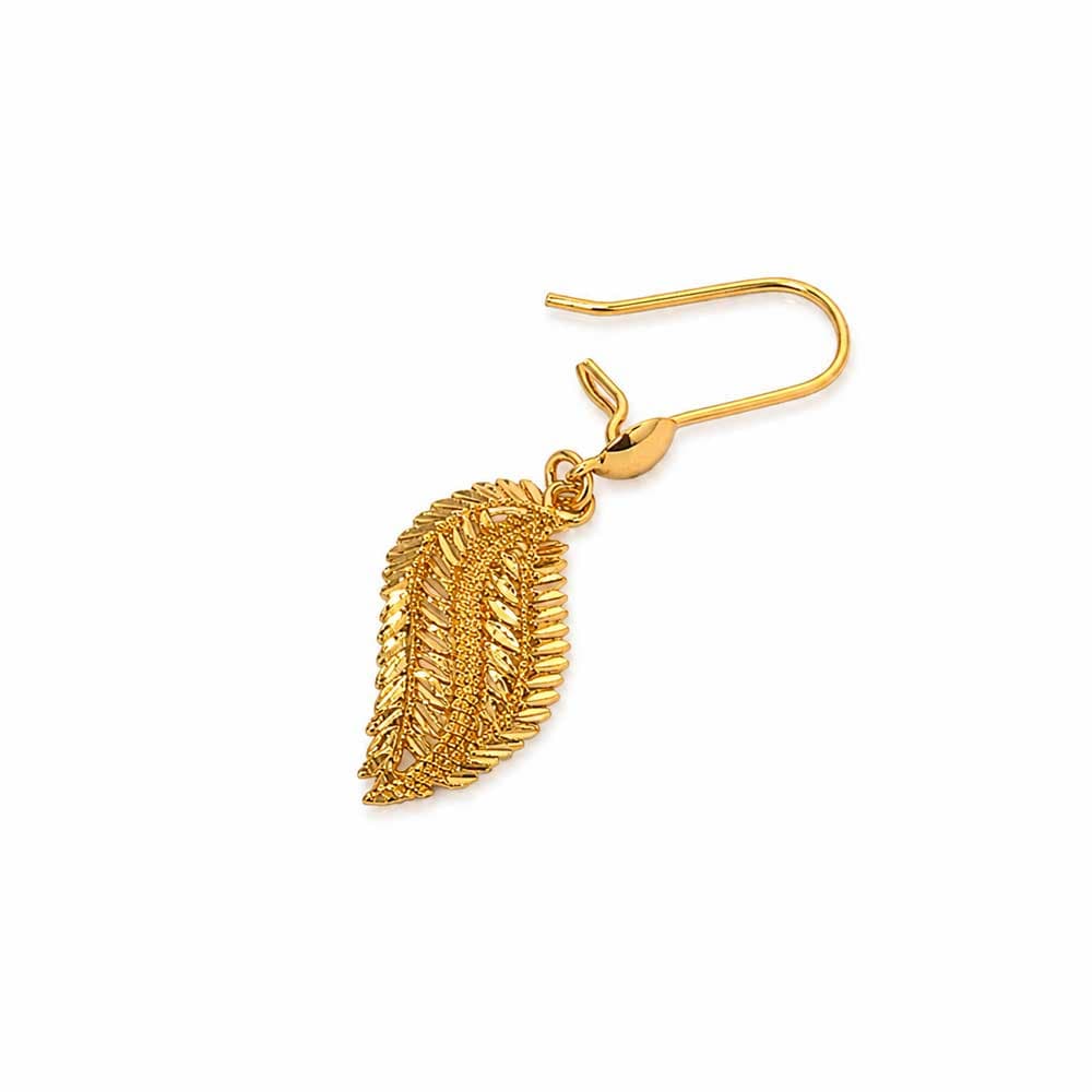گوشواره آویز طرح طلا مدل برگ پر کد TP-ER-014 — تصویر ۸