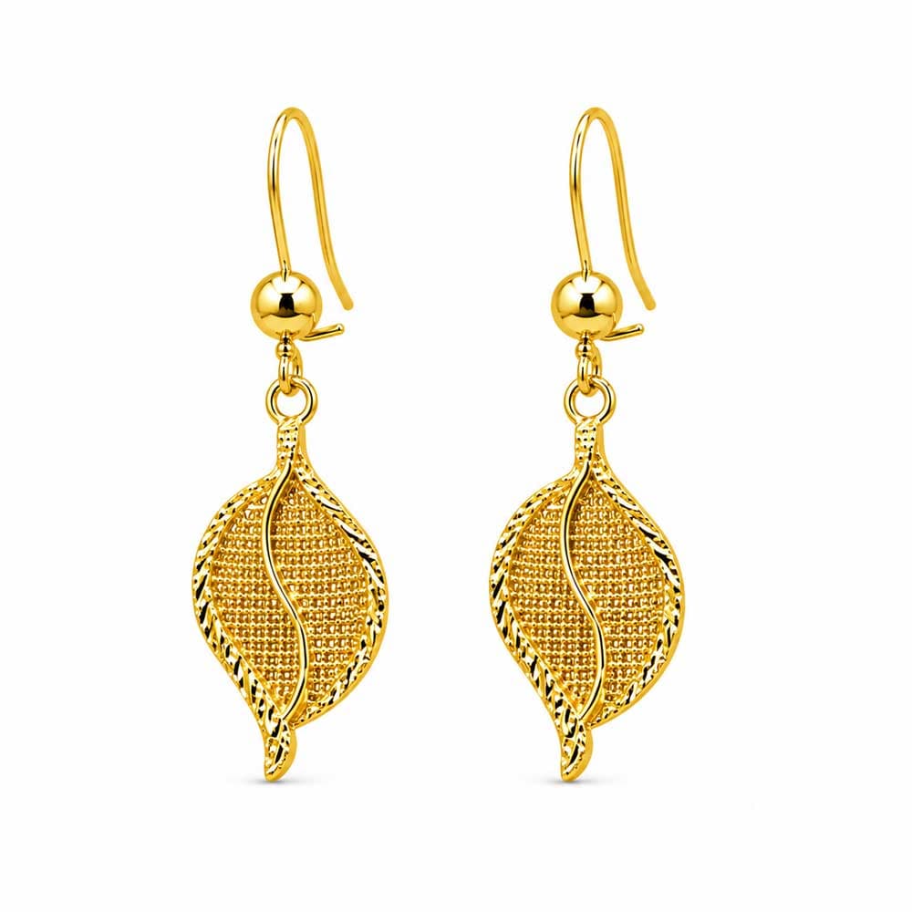 گوشواره آویز طرح طلا مدل برگ کد TP-ER-013 — تصویر ۵
