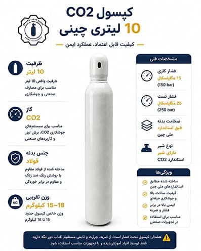 کپسول اکسیژن ۱۰ لیتری نو — تصویر ۴
