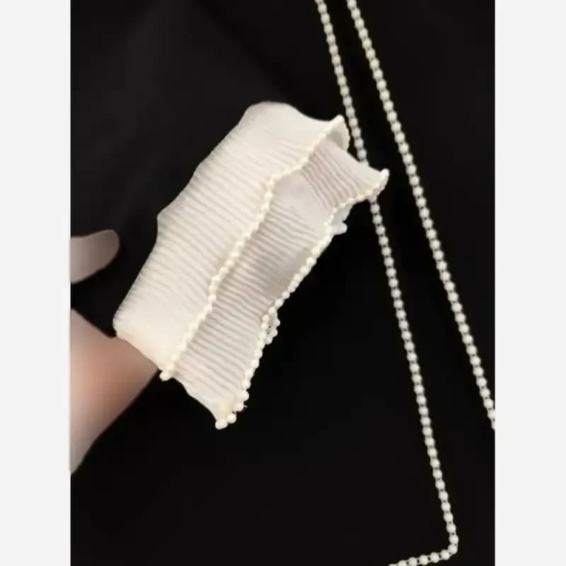 کت نیلوفر کرپ مازراتی بلند رنگ مشکی و سرخابی — تصویر ۵