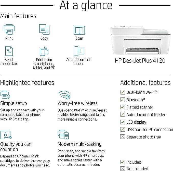 پرینتر اچ پی HP مدل HP DeskJet Plus 4120 All-in-one Printer — تصویر ۲