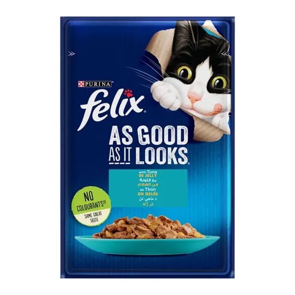پوچ گربه فلیکس با طعم ماهی تن در ژله وزن 85 گرم