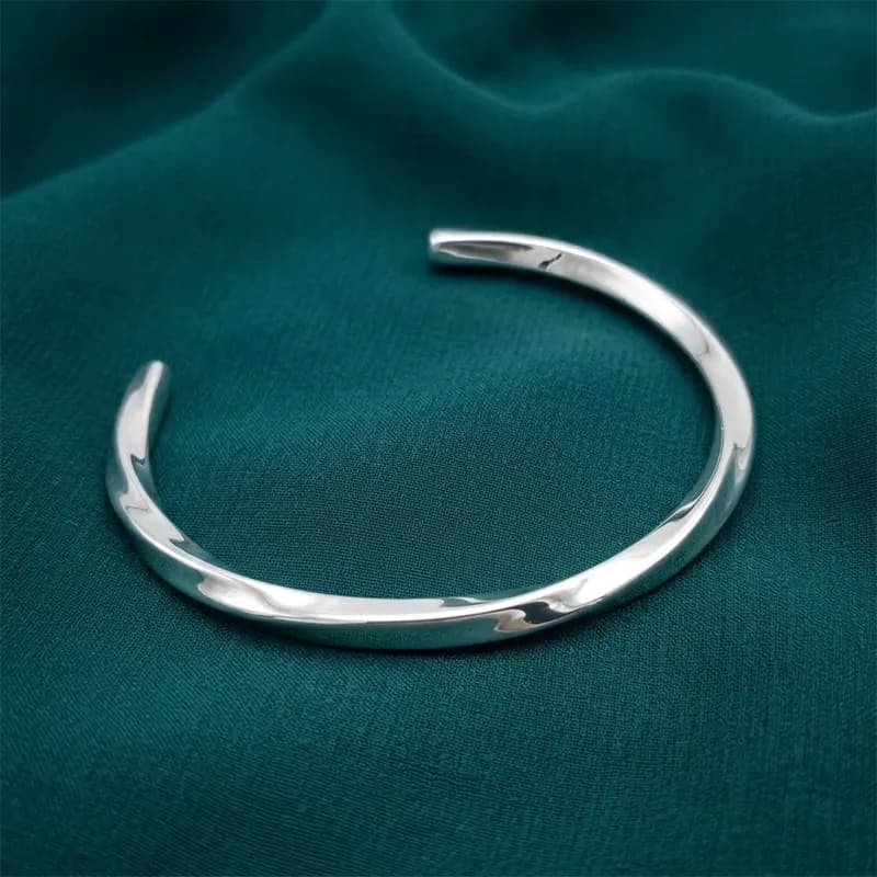 بنگل پیچی نقره 925 مردانه طرح کلاسیک — تصویر ۸