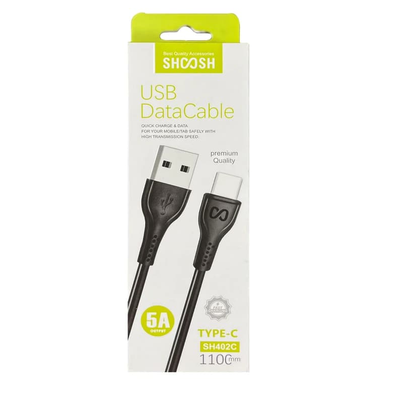 کابل تایپ سی فست شارژ 5 آمپر شوش SH402C طول 1.1 متر — تصویر ۳