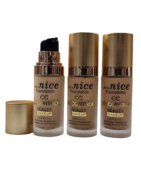 کرم پودر ضد آب حرفه ای شیشه ای در سه رنگ برند نایس NICE — تصویر ۵
