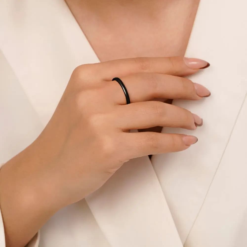 حلقه زنانه رینگ مشکی استیل2میل