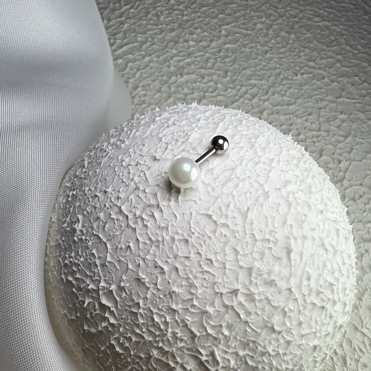پیرسینگ گوش مرواریدی نگین6mm کد 1164
