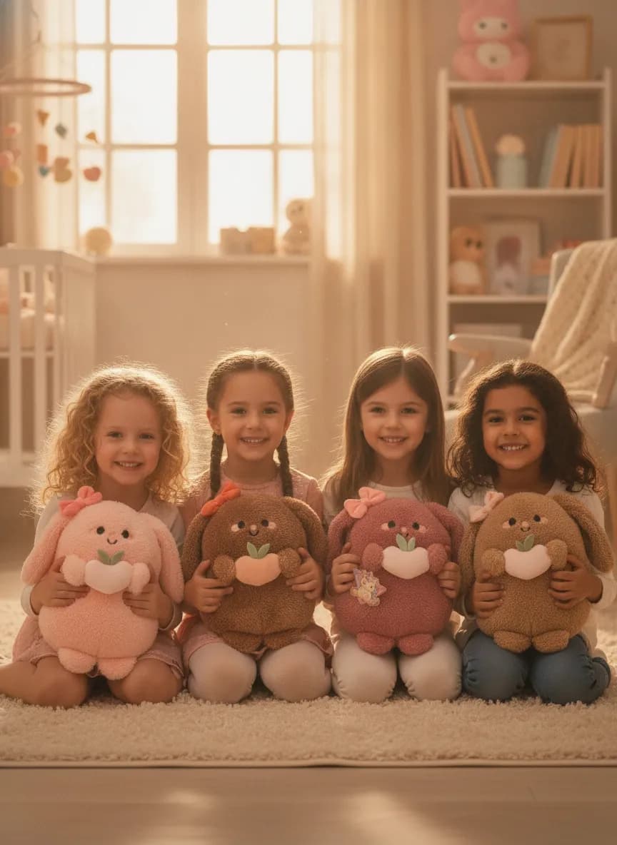 عروسک پولیشی خرگوشی با قلب و پاپیون نرم و دوست‌داشتنی