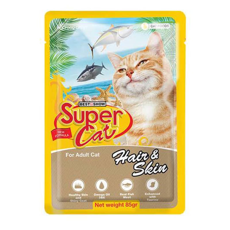 پوچ گربه سوپرکت Super Cat مدل Hair & Skin وزن 85 گرم