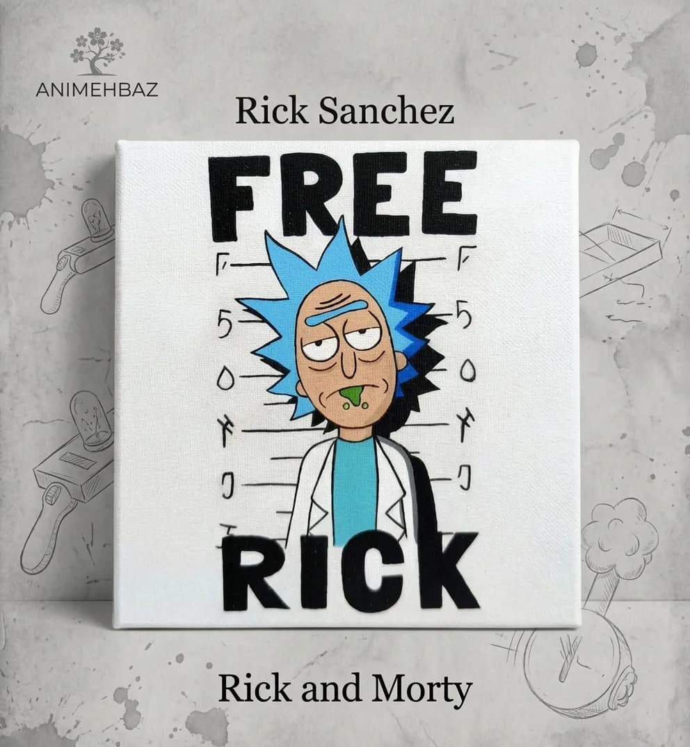 تابلو بوم ریک سانچز Rick and Morty طرح Free Rick — تصویر ۵