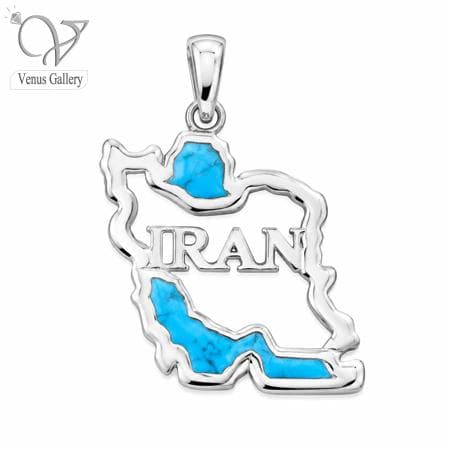 گردنبند نقره ۹۲۵ نقشه ایران فیروزه‌کوب (انتخاب از ۴ مدل اختصاصی) کد21929 — تصویر ۹