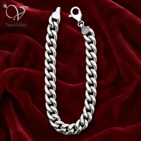 دستبند نقره مردانه عیار ۹۲۵ مدل کارتیر پهن با قفل خرچنگی کد 21090 — تصویر ۷